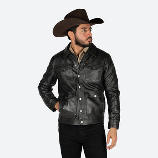 Chamarra Wrangler Piel Negro Caballero