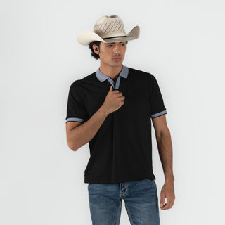Playera Polo Cuadra Negro Caballero