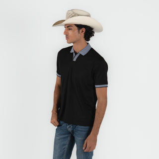 Playera Polo Cuadra Negro Caballero