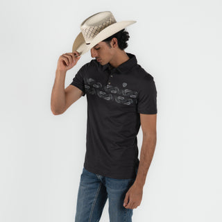 Playera Polo Rock & Roll Palm Charcoal Caballero
