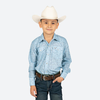Camisa Rodeo Estampado Azul Niño