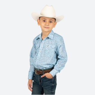 Camisa Rodeo Estampado Azul Niño