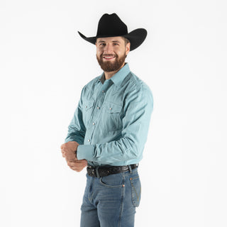 Camisa Rodeo Turquesa Liso Caballero