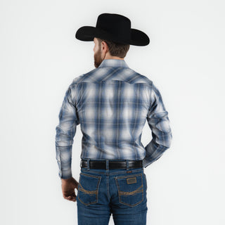 Camisa Wrangler Azul Blanco Caballero