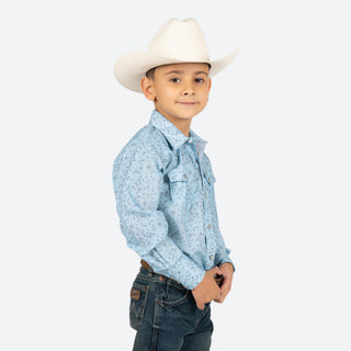 Camisa Rodeo Estampado Azul Niño