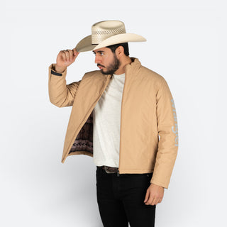 Chamarra Wrangler Logo Beige Caballero