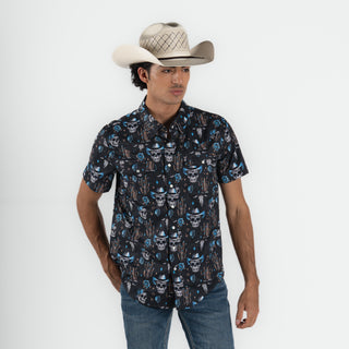 Camisa Rock & Roll Denim Western Charcoal Caballero