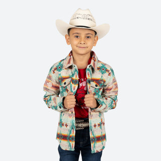 Chamarra Rock & Roll Denim Aztec Aqua Niño