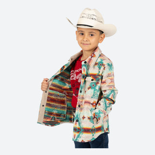 Chamarra Rock & Roll Denim Aztec Aqua Niño