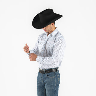 Camisa Rodeo Estampado Azul Blanco Caballero