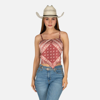 Blusa Rock & Roll Denim Burgundy Dama