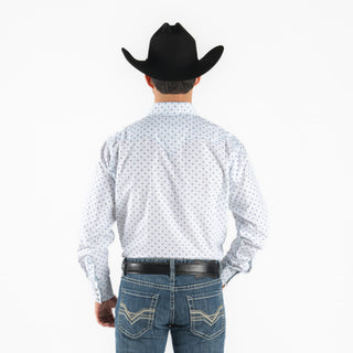 Camisa Rodeo Estampado Azul Blanco Caballero
