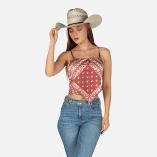 Blusa Rock & Roll Denim Burgundy Dama
