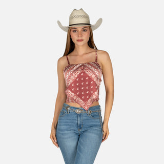 Blusa Rock & Roll Denim Burgundy Dama