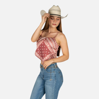 Blusa Rock & Roll Denim Burgundy Dama