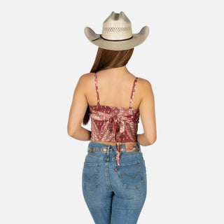 Blusa Rock & Roll Denim Burgundy Dama
