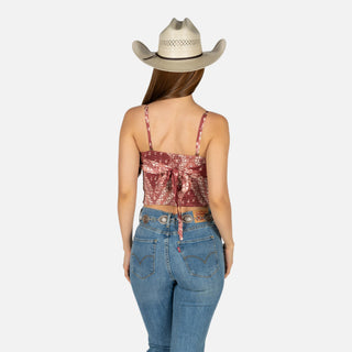 Blusa Rock & Roll Denim Burgundy Dama
