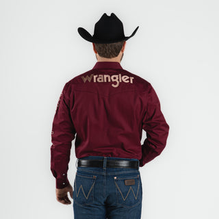 Camisa Wrangler Logo Vino Caballero