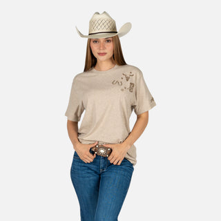 Blusa Ariat Western Emblem Oatmeal Heather Dama
