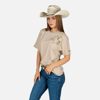 Blusa Ariat Western Emblem Oatmeal Heather Dama