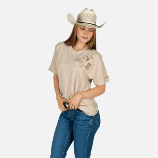 Blusa Ariat Western Emblem Oatmeal Heather Dama