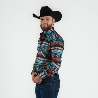 Camisa Wrangler Checotah Azul Caballero