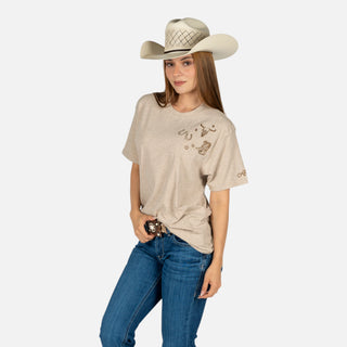 Blusa Ariat Western Emblem Oatmeal Heather Dama