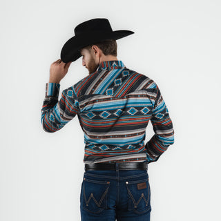 Camisa Wrangler Checotah Azul Caballero