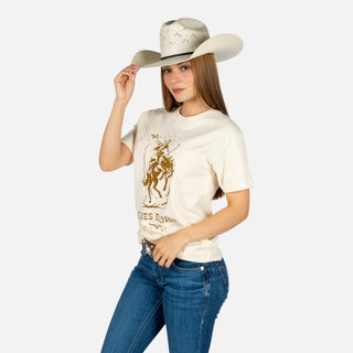 Blusa Kimes Ranch Lucky B Sanddle Bronc Cream Dama