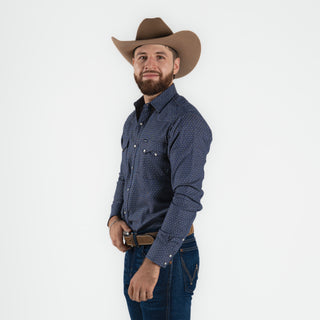 Camisa Wrangler Estampado Marino Caballero