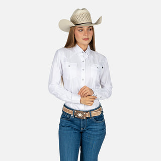Camisa Rock & Roll Denim White Dama