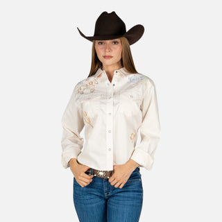 Camisa Ariat Ashville Embroidered Sea Salt Dama