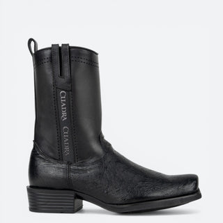 Bota Cuadra Panza de Avestruz Negro Caballero