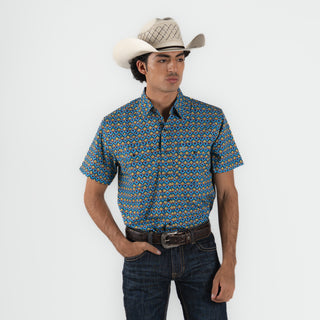 Camisa Denver Estampado Azul Caballero
