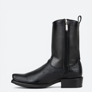 Bota Cuadra Panza de Avestruz Negro Caballero