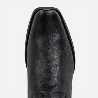 Bota Cuadra Panza de Avestruz Negro Caballero