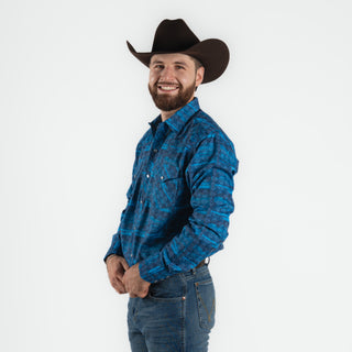 Camisa Rodeo Aztec Azul Caballero