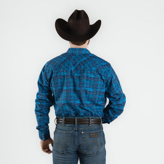 Camisa Rodeo Aztec Azul Caballero