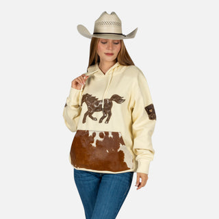 Sudadera Western Linen Pelo Caballero Beige Dama