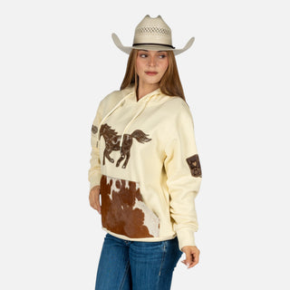 Sudadera Western Linen Pelo Caballero Beige Dama