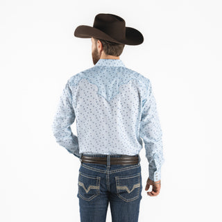 Camisa Rodeo Estampado Azul Caballero