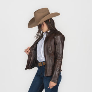 Chamarra Piel Chocolate Dama