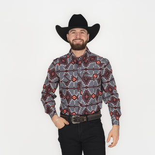 Camisa Panhandle Aztec Burgundy Caballero
