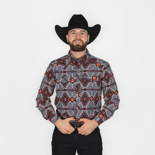 Camisa Panhandle Aztec Burgundy Caballero