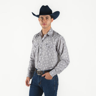 Camisa Rodeo Estampado Gris Caballero
