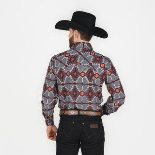 Camisa Panhandle Aztec Burgundy Caballero