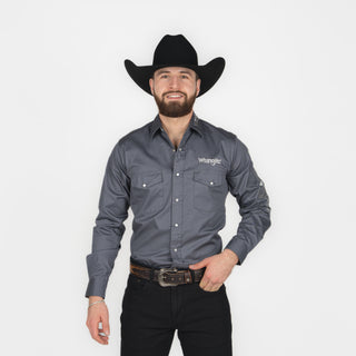 Camisa Wrangler Logo Gris Caballero