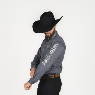 Camisa Wrangler Logo Gris Caballero