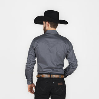 Camisa Wrangler Logo Gris Caballero