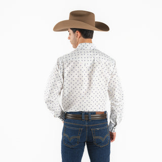 Camisa Rodeo Estampado Blanco Caballero
